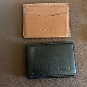 Coach Tan and Black Leather Card Holder Duo